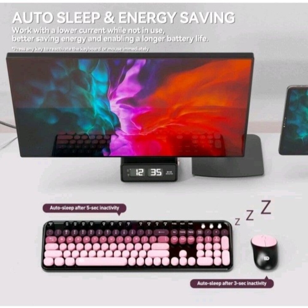 FD 2.4GHz Wireless Keyboard and Mouse Set with Switch Button Full-Size Keyboard - Picture 8 of 12